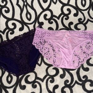 NWT Small Victoria's Secret Silky/Satiny With Lace Bikini Panties - Set of 2